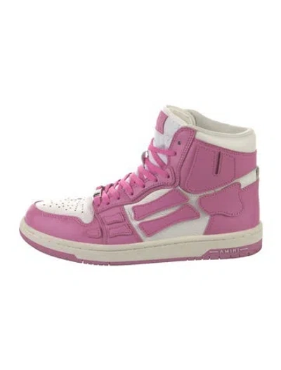 Pre-owned Amiri Leather Colorblock Pattern Sneakers In Pink