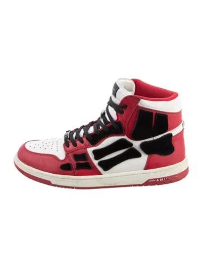 Pre-owned Amiri Leather Colorblock Pattern Sneakers In Red