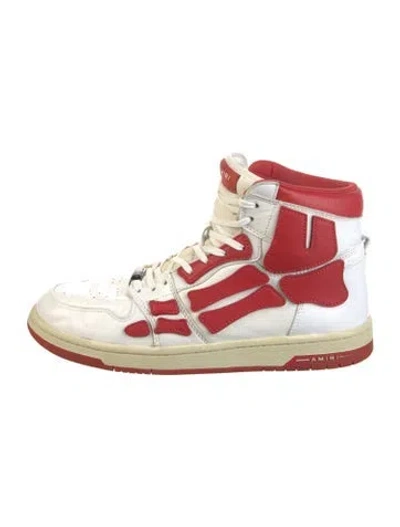 Pre-owned Amiri Leather Colorblock Pattern Sneakers In White