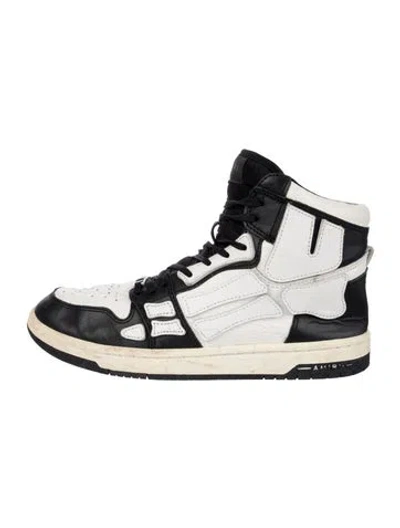Pre-owned Amiri Leather Colorblock Pattern Sneakers In White