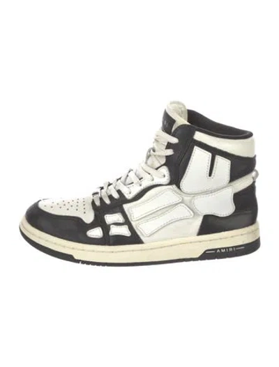 Pre-owned Amiri Leather Colorblock Pattern Sneakers In White
