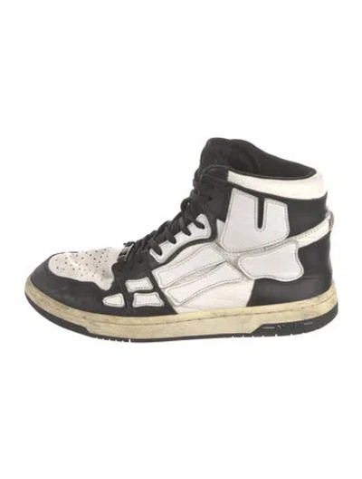 Pre-owned Amiri Leather Colorblock Pattern Sneakers In White