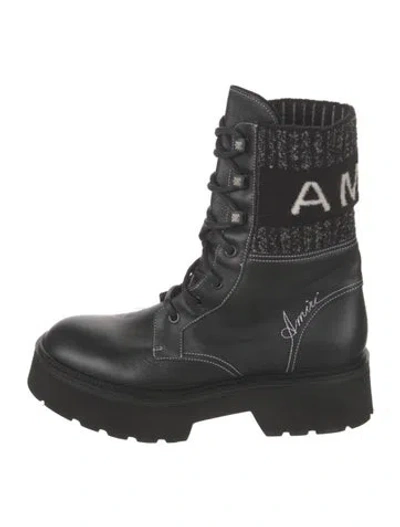 Pre-owned Amiri Leather Combat Boots In Black