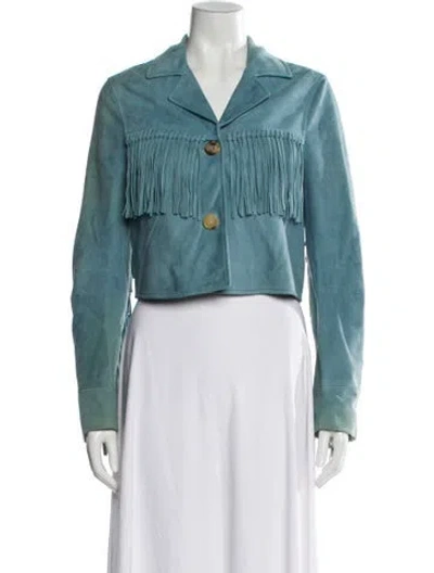 Pre-owned Amiri Leather Denim Jacket In Blue
