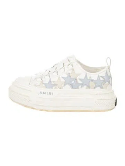 Pre-owned Amiri Leather Embroidered Accent Sneakers In White