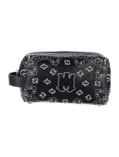 Pre-owned Amiri Leather Embroidered Travel Bag In Black/white