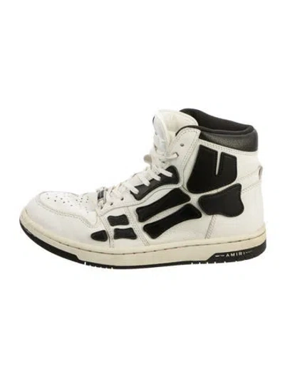 Pre-owned Amiri Leather Graphic Print Athletic Sneakers In Black/white