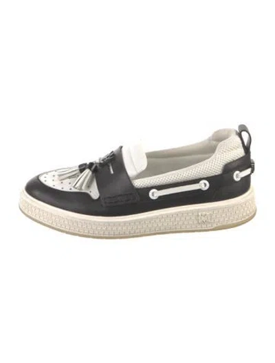 Pre-owned Amiri Leather Graphic Print Loafers In Black