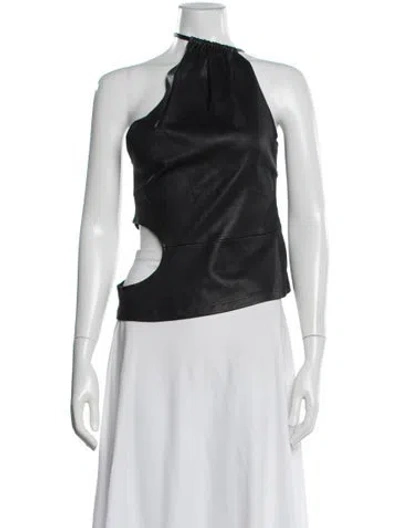 Pre-owned Amiri Leather Halterneck Top In Black