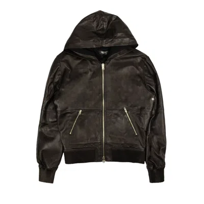 Pre-owned Amiri Leather Hoodie 'black' | Men's Size 46