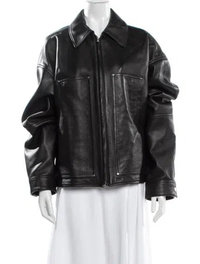 Pre-owned Amiri Leather Jacket In Gray