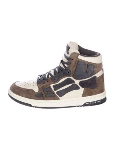 Pre-owned Amiri Leather Leather Trim Embellishment Sneakers In Neutrals