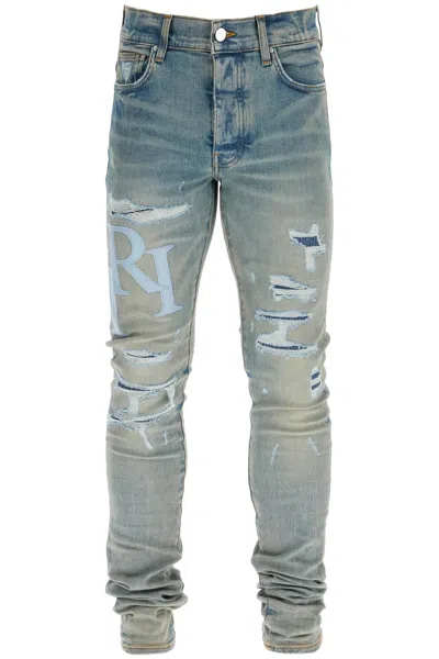 AMIRI AMIRI LEATHER LOGO JEANS WITH EIGHT WORDS