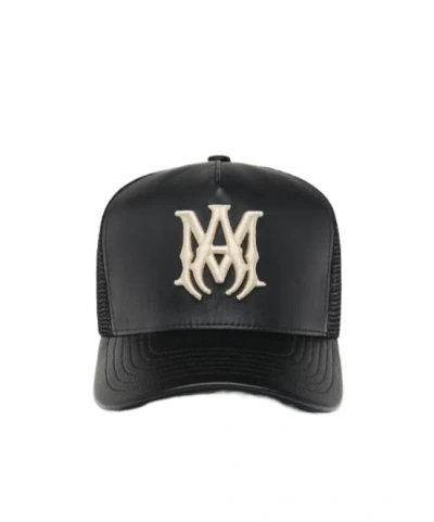 Amiri Leather Ma Trucker Hat In Black