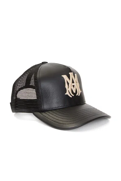 Amiri Leather Ma Trucker Hat In Black