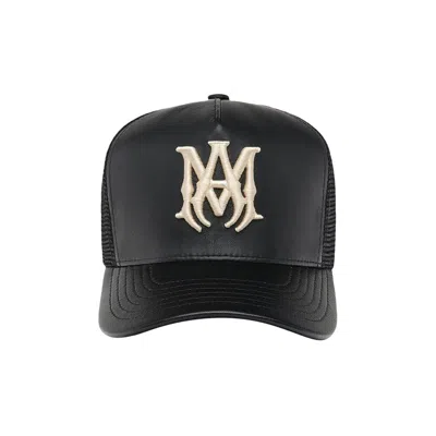 Pre-owned Amiri Leather Ma Trucker Hat 'black' | Men's Size Onesize