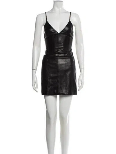 Pre-owned Amiri Leather Mini Dress In Black