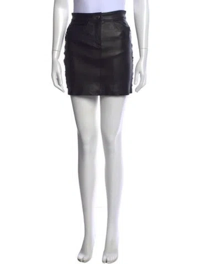 Pre-owned Amiri Leather Mini Skirt In Black