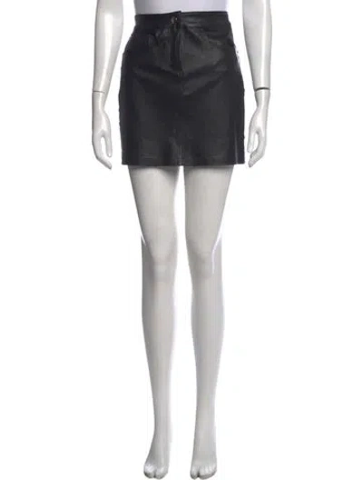 Pre-owned Amiri Leather Mini Skirt In Black