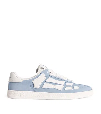 Amiri Leather Pacific Bones Sneakers In Blue