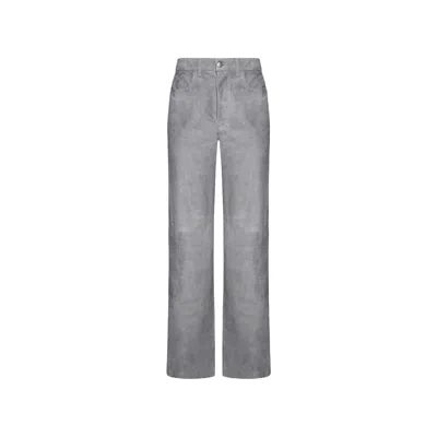 Amiri Leather Pants In Gray