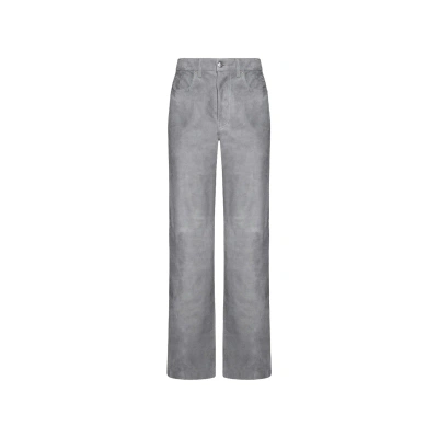 Amiri Leather Pants In Grey