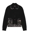 Amiri Leather Patch Ma Cardigan In Black