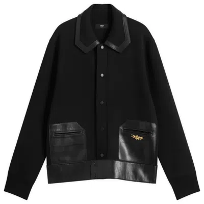 Amiri Leather Patch Ma Cardigan In Black