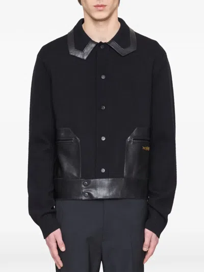 Amiri Leather Patch Shirt Jacket In Black