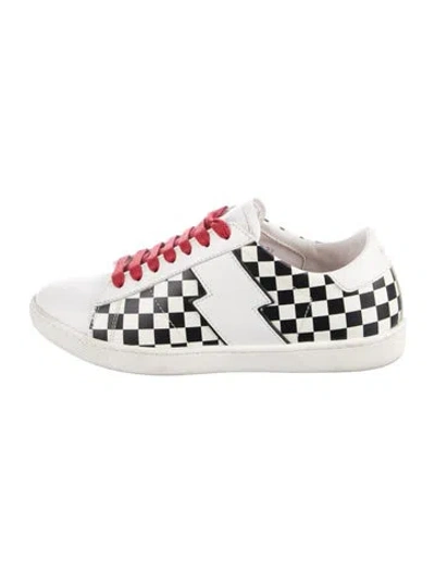 Pre-owned Amiri Leather Plaid Print Sneakers In Pink