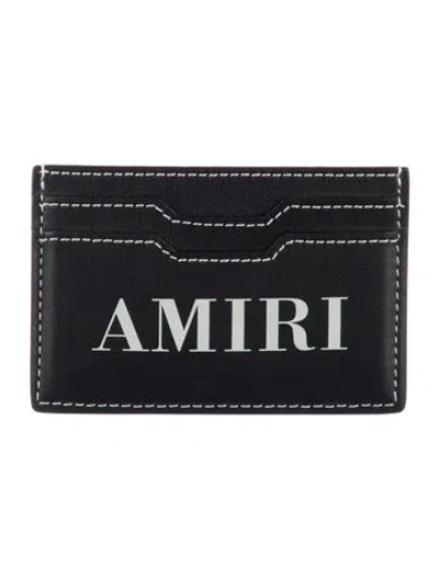Pre-owned Amiri Leather Printed Card Holder In Black