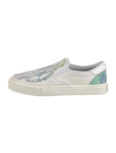 Pre-owned Amiri Leather Printed Sneakers In White