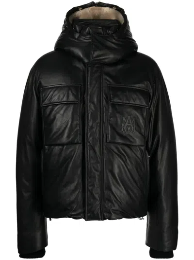 Amiri Man Down Jacket Black Size L Ovine Leather