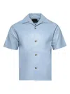 Amiri Leather Short-sleeve Shirt In Blue