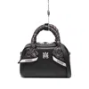 Amiri Mini Calfskin Bowling Bag With Paisley Print Scarf In Black