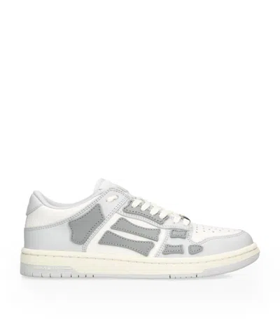 Amiri Leather Skel Low Sneakers In Grey