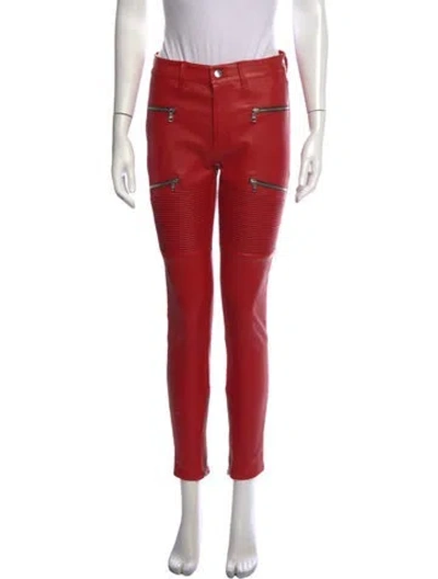 Pre-owned Amiri Leather Skinny Leg Pants In Red