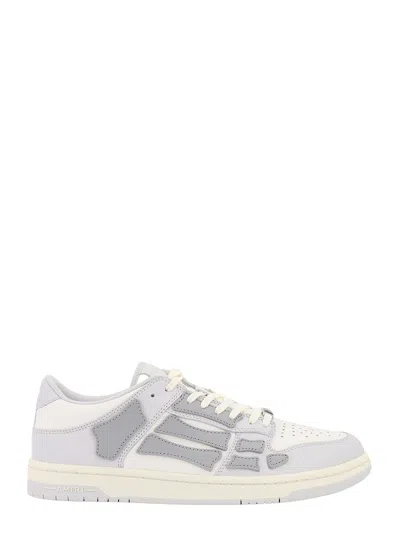 Amiri Leather Sneakers With Iconic Bones In Gray