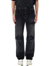 Amiri Distressed Denim Trousers With Faded Detailing In Black