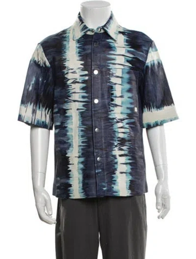 Pre-owned Amiri Leather Tie-dye Print Jacket In Blue