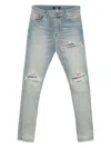Amiri Mx1 Distressed Leopard Panel Skinny Jeans In Blue