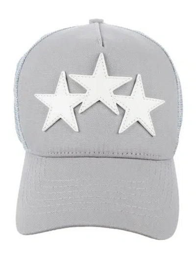 Pre-owned Amiri Leather Trimmed Trucker Cap. In Blue