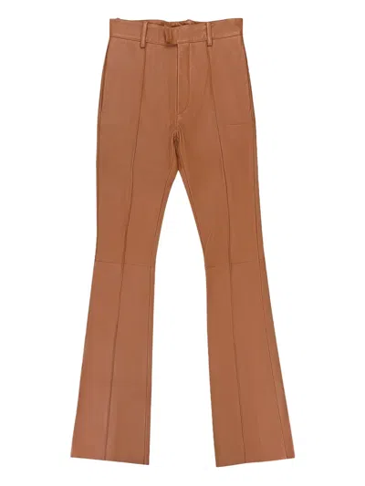 Amiri Leather Trousers In Brown