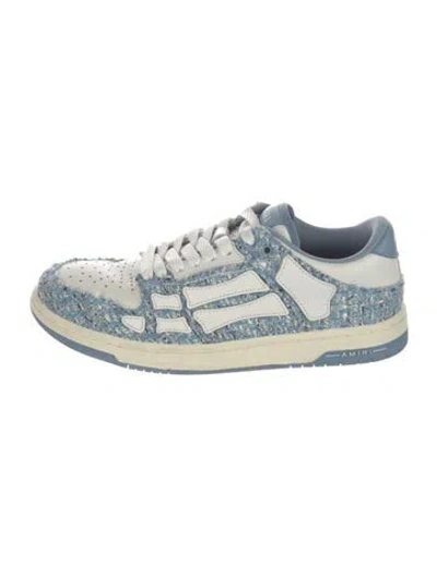 Pre-owned Amiri Leather Tweed Pattern Sneakers In Blue