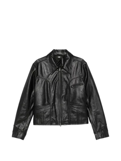 Amiri Leather Western-yoke Jacket In Black