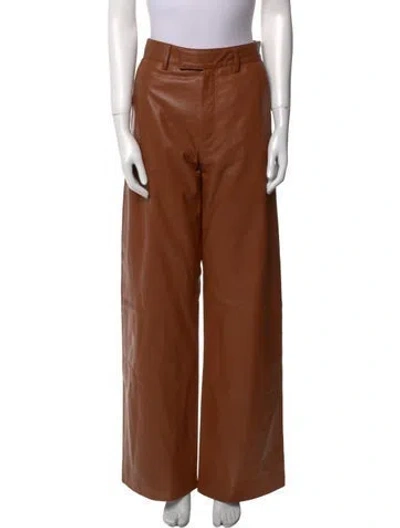 Pre-owned Amiri Leather Wide Leg Pants In Brown