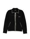 Amiri Wool Bomber Jacket With Leather Inserts In Black