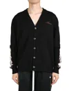 Amiri Black Cardigan With Bones Motif And Logo In 黑色