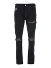Amiri 'ma Quad Plais Mx1' Black Jeans With Ripped Details On The Front And Decorative Patches In Black