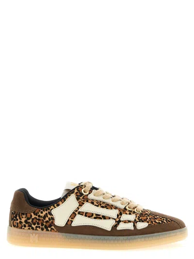 Amiri Pacific Bones Brown Low-top Sneaker With Logo Patch On The Tongue And Leopard Print In Suede Man In Animal Print
